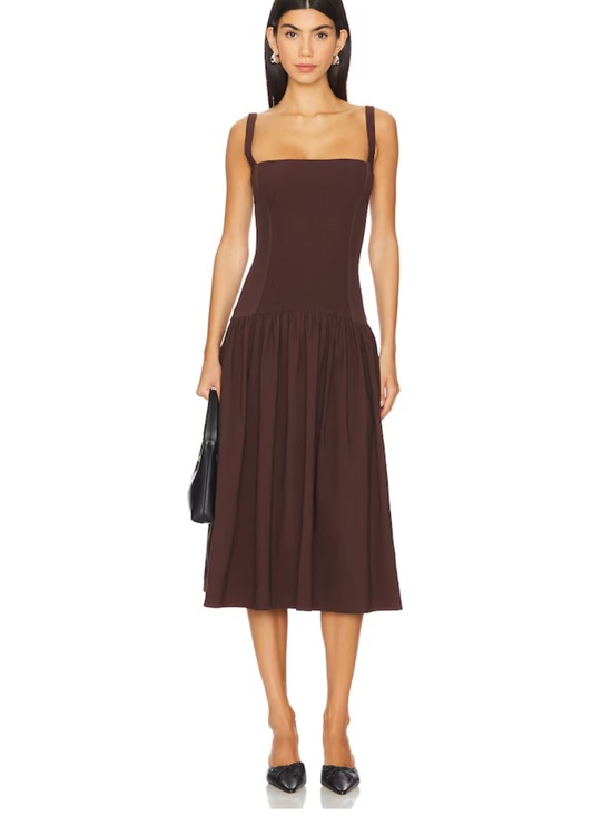 WeWoreWhat Dresses & Skirts - WeWoreWhat Chocolate Brown Square Neck Midi Dress